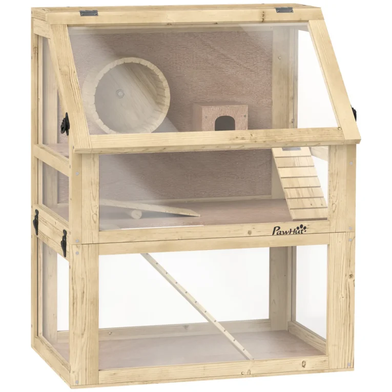 Wooden Hamster Habitat with Detachable Base – Natural, 60cm Wooden Hamster Habitat with Detachable Base – Natural, 60cm