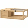 Wooden Tortoise House with Mesh Roofs – Light Yellow