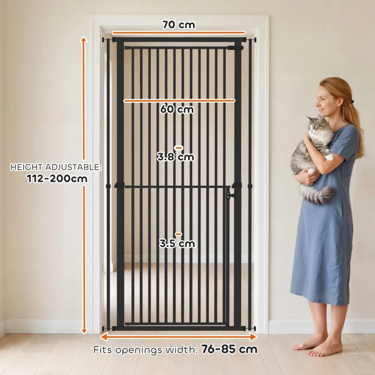 Extra Tall Pet Gate Adjustable No-Drill 112-200cm – Black Extra Tall Pet Gate Adjustable No-Drill 112-200cm – Black