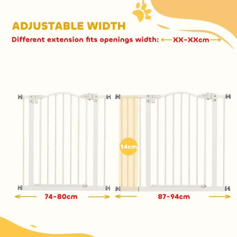 Dog Gate with Extension – White, 78cm High