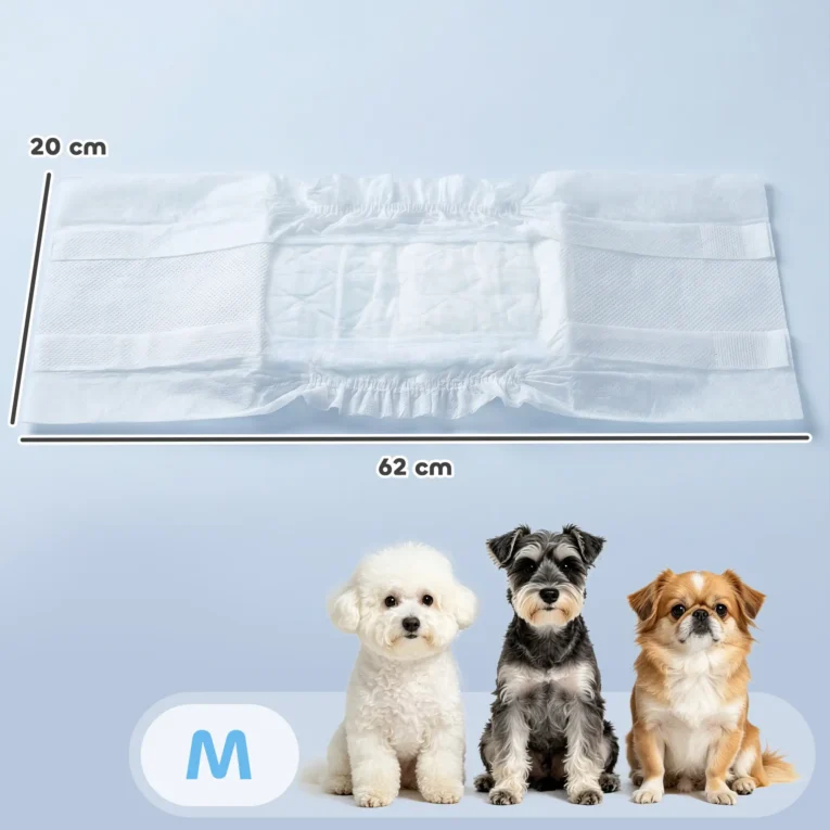 Dog Nappies Male M 45-64cm Waist – White