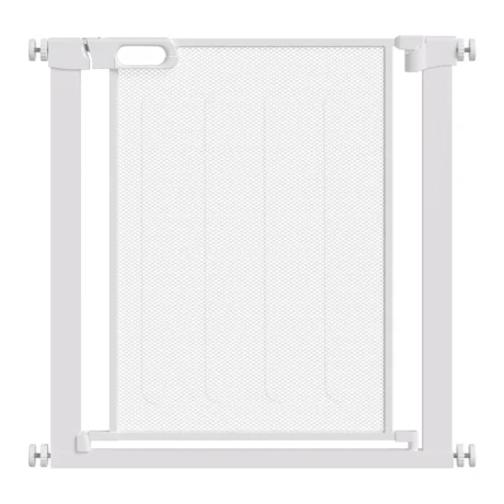 Auto-Closing Mesh Pet Gate – White, 75–82cm