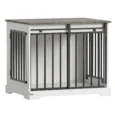 Dog Crate Side Table with Sliding Barn Door – White, 80cm