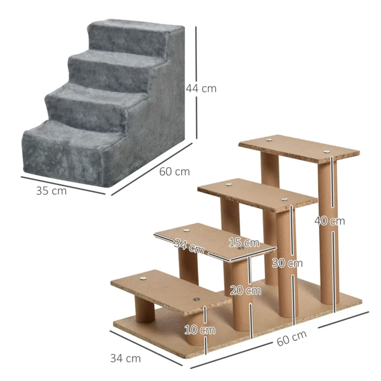 Dog Stairs Plush Cover for High Bed – Light grey