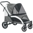 Large Folding Dog Stroller with Cushion – Dark Grey, 25kg