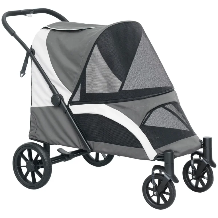 Large Folding Dog Stroller with Cushion – Dark Grey, 25kg Large Folding Dog Stroller with Cushion – Dark Grey, 25kg