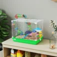 2-Tier Hamster Cage with Tunnel Wheels Ladder Dwarf – Green and white