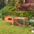 Rabbit Hutch Wooden Outdoor Cage 156x58cm – Orange