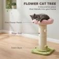 Flower Cat Scratching Post with Padded Perch – Pink, 59cm
