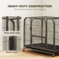 Steel Dog Crate with Feeding Door, Opening Top and Wheels – Black