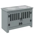 Dog Feeding Cabinet with Latching Doors – Grey, Two 2L Bowls
