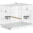 Folding Bird Travel Cage with Perch and Bowls – White, 49cm