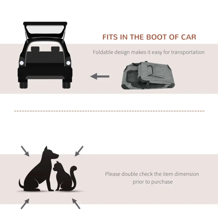 Folding Fabric Pet Carrier with Three Access Openings – Grey