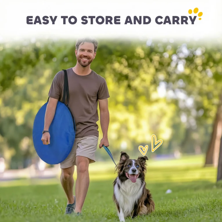 Folding Dog Agility Tunnel with Carry Bag – Blue, 3m