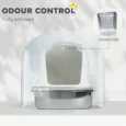 Enclosed Steel Cat Litter Box with Flip Lid – White, 52cm