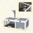 Two-Section Wooden Tortoise Enclosure with Lamp Holder – Light Grey