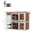Wooden Pet Hutch Two-Tier with Openable Roof – Brown, Black, White