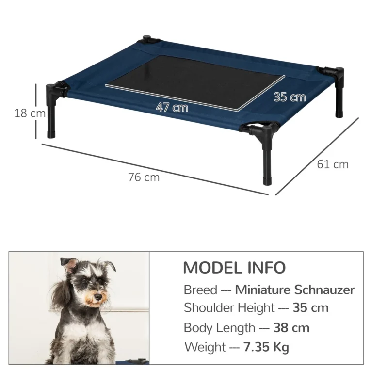 Elevated Dog Bed Portable Camping Cot Medium – Blue and Black