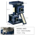 Dual-Condo Cat Activity Tree with Sisal Posts – Navy Blue