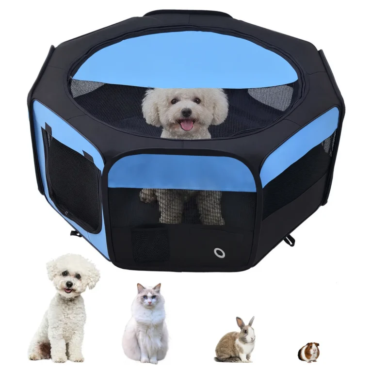 Portable Pet Playpen Indoor Outdoor 90x41cm – Blue and Black