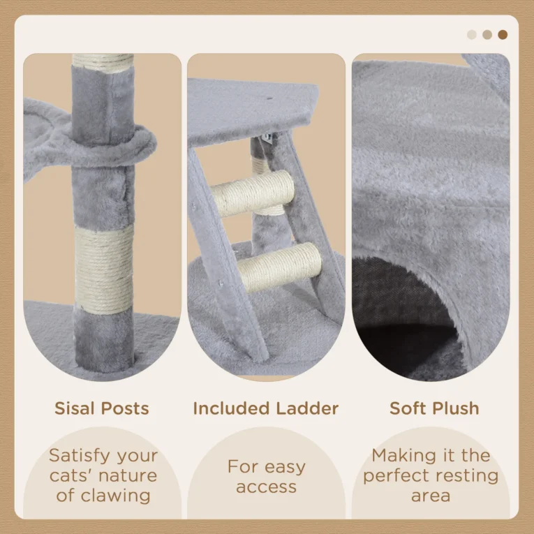 Cat Tree Scratching Post Activity Centre 125cm – Grey