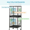 Large Bird Cage Aviary with Wheels – Black