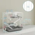 Three-Level Small-Pet Cage with Bottle and Dish – Grey, 45cm