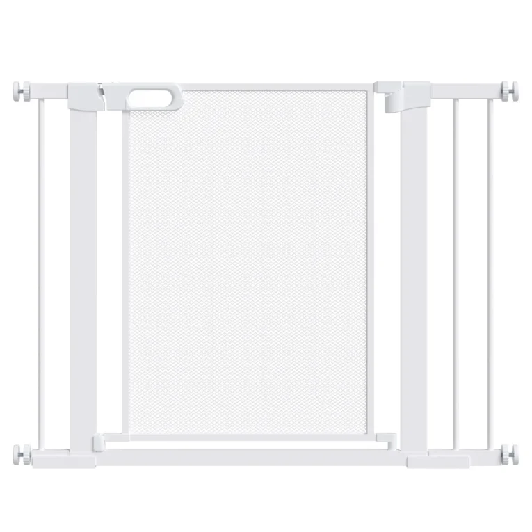 Auto-Close Dog Gate with Extension Kit – White, 75–103cm