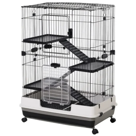 Four-Level Small-Animal Cage with Wheels – Black