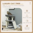 Compact Cat Tower with Scratching Ramp and Curved Perch – Grey, 76cm