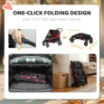Large Four-Wheel Dog Stroller with Cushion – Red and Black, 30kg