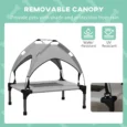Raised Dog Bed with Canopy – Light Grey, 61 × 46cm