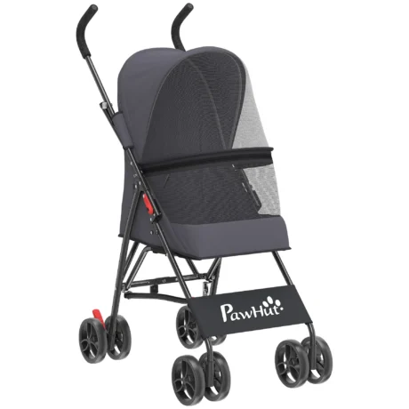 Compact Folding Pet Stroller – Dark Grey, 4kg