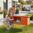 Wooden Rabbit Hutch Elevated Bunny House Outdoor – Orange, Green