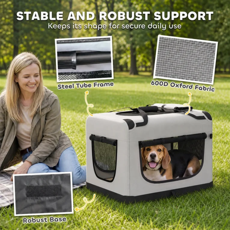 Soft Pet Carrier with Washable Cushion – Light Grey, 81 × 56 × 58cm Soft Pet Carrier with Washable Cushion – Light Grey, 81 × 56 × 58cm