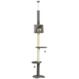 Ceiling-Fit Cat Tower with Den and Toy Balls – Light Grey, 225–255cm