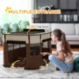 Foldable Dog Pen Portable Indoor/Outdoor – Brown, cream white and black