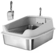 XXL High-Sided Steel Cat Litter Tray with Scoop – Grey, 70cm