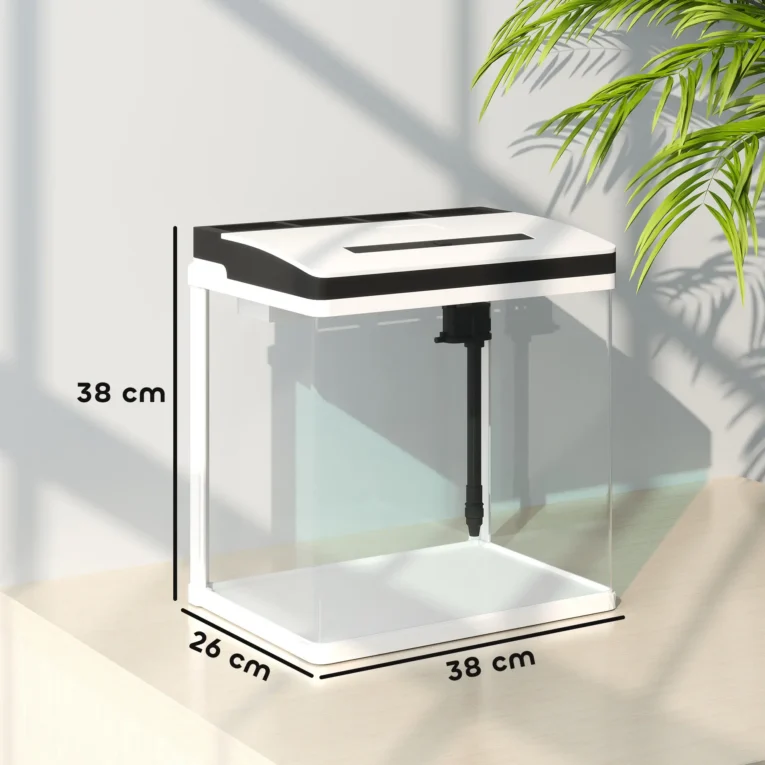28-Litre Glass Aquarium with Filter and LED Lighting – White