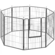Eight-Panel Steel Dog Playpen with Gate – Black, 100cm High