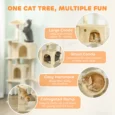 Cat Climbing Tower with Dens and Hammock – Beige, 160cm