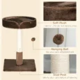 70cm Cat Tree with Cushioned Bed and Sisal Post – Brown