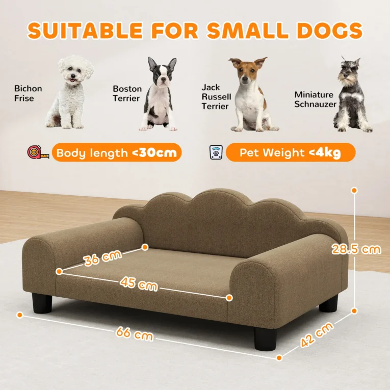 Elevated Dog Sofa Bed with Backrest – Brown Elevated Dog Sofa Bed with Backrest – Brown