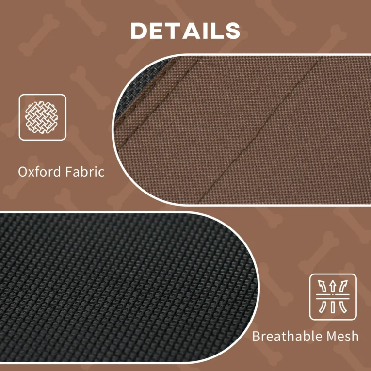 Raised Dog Bed with Canopy – Brown, 122 × 92cm