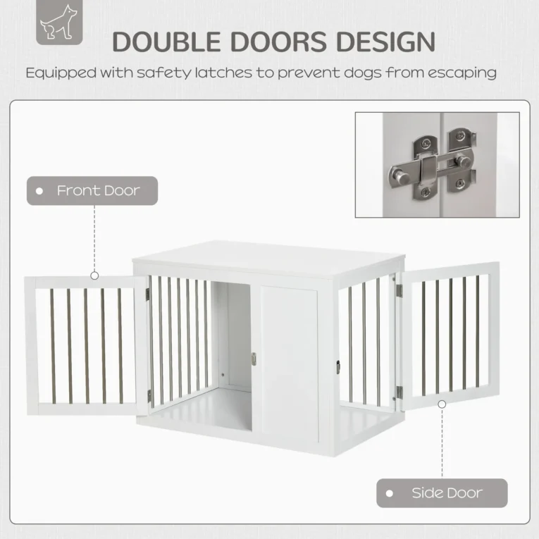 Two-Door Furniture Dog Crate – White, 91.8cm