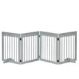 Four-Panel Freestanding Wooden Dog Gate – Light Grey, 204cm