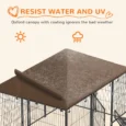Outdoor Dog Enclosure with Canopy and Rotating Bowls – Brown, 211cm