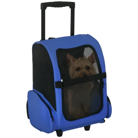 Pet Backpack and Wheeled Trolley Carrier &ndash; Blue, 4kg