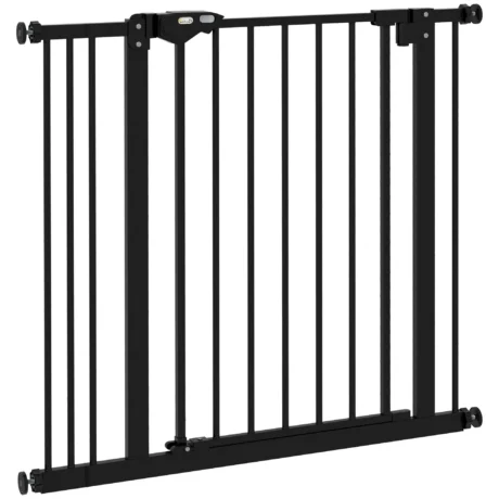 Dog Gate with 7cm Extension – Black, 74–87cm