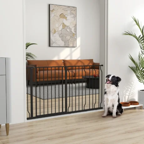 Extra-Wide Dog Gate with Extensions – Black, 75–145cm